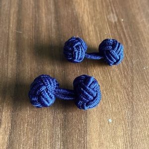 Brooks Brothers Navy Blue Knot Fabric Cufflinks